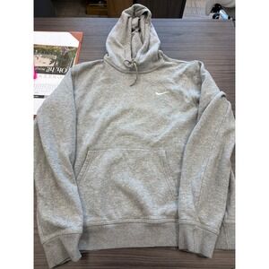 Nike Hoodie Womens Large Gray Pullover Sweatshirt Swoosh Fleece